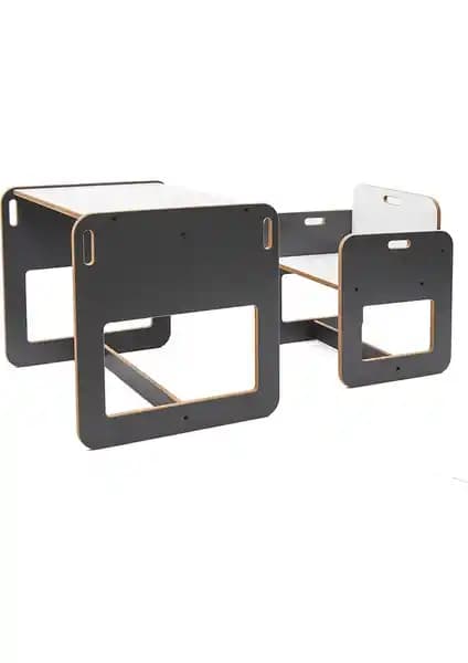 Minera 2-4 Yaş Kumru Ahşap Montessori Çocuk Oyun ve Çalışma Masası ve Sandalyesi