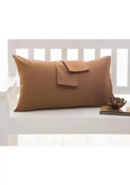 MODELHOME Kahve Renkli Pamuklu Kumaştan Kapaklı Yastık Kılıfı ile Şık ve Dayanıklı Dekorasyon Çözümü