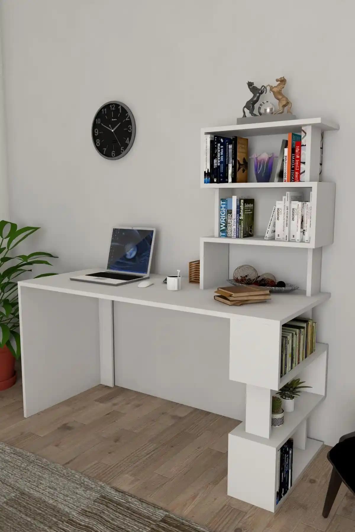Moonlife Liman Kitaplıklı Çalışma Masası Modern ve Fonksiyonel Tasarım Özellikleri