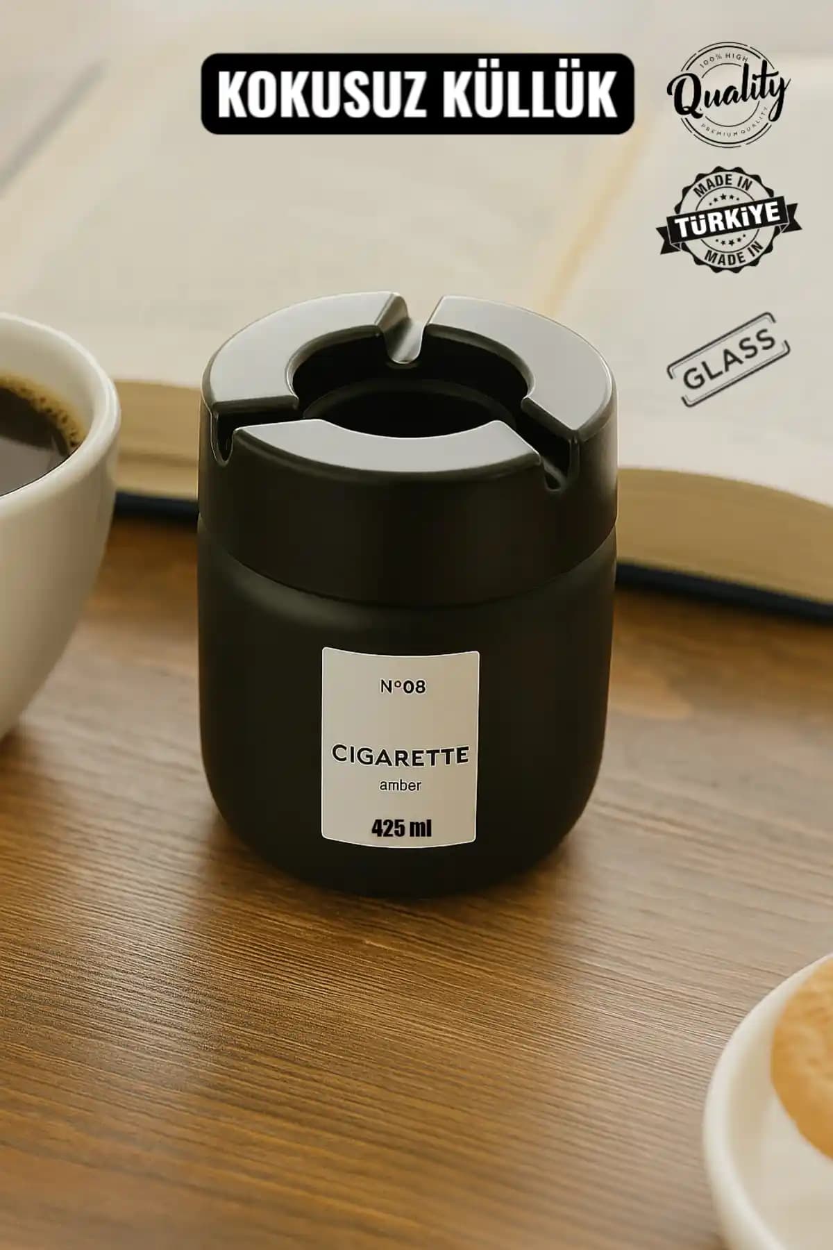 MUF HOME Cam Gövde Kokusuz Yanmaz Plastik Kapaklı Dekoratif Kül Tablası Özellikleri ve Kullanım Avantajları