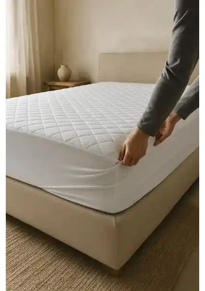 Nart Home Pamuklu Kapitone Yatak Alezi Beyaz Yatak Koruyucu 75-90 Karakter