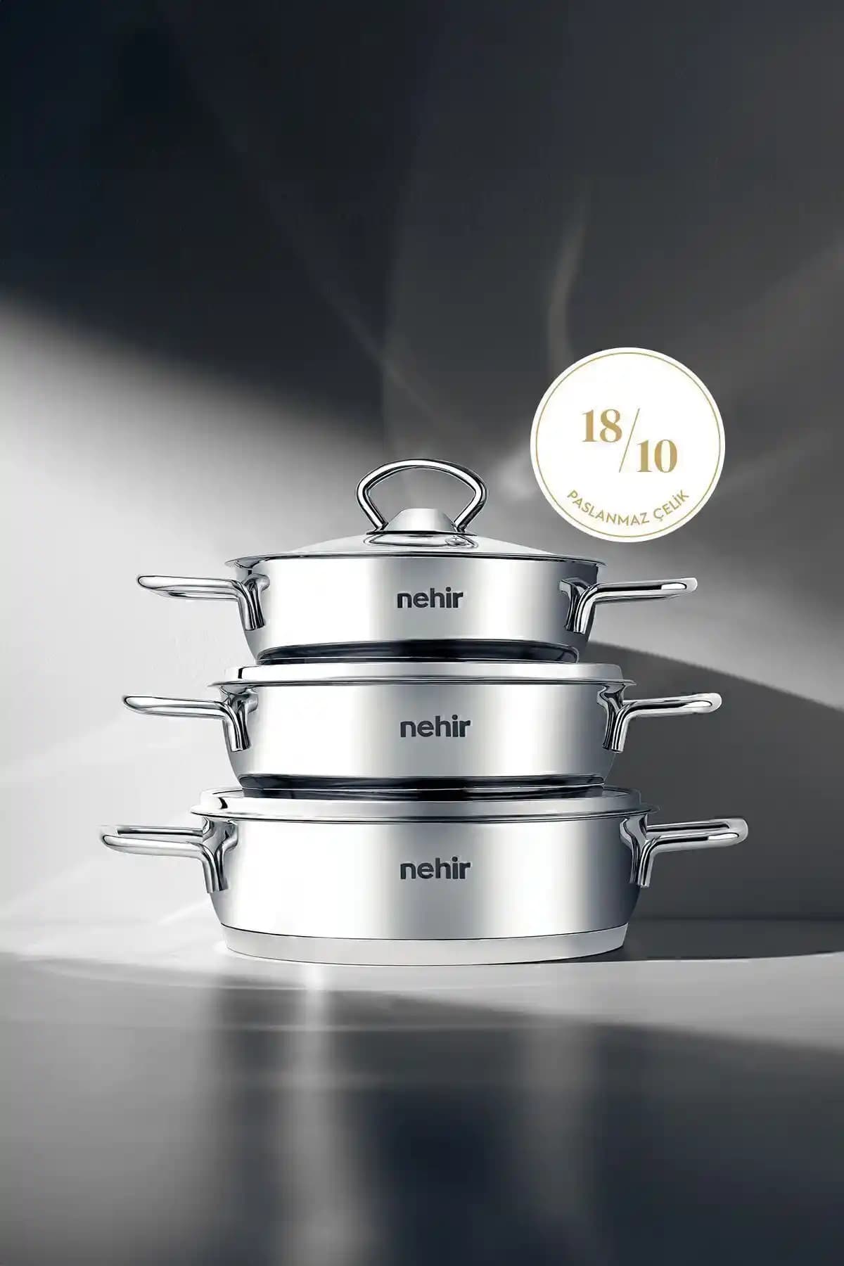 Nehir Silver 6 Parça Paslanmaz Çelik Sahan Seti ile Mutfakta Şıklık ve Dayanıklılık