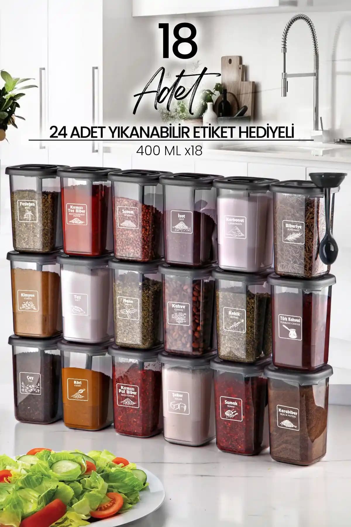 NESS HOME 18'li Azure Baharatlık Seti: Şık ve Pratik Mutfak Aksesuarı