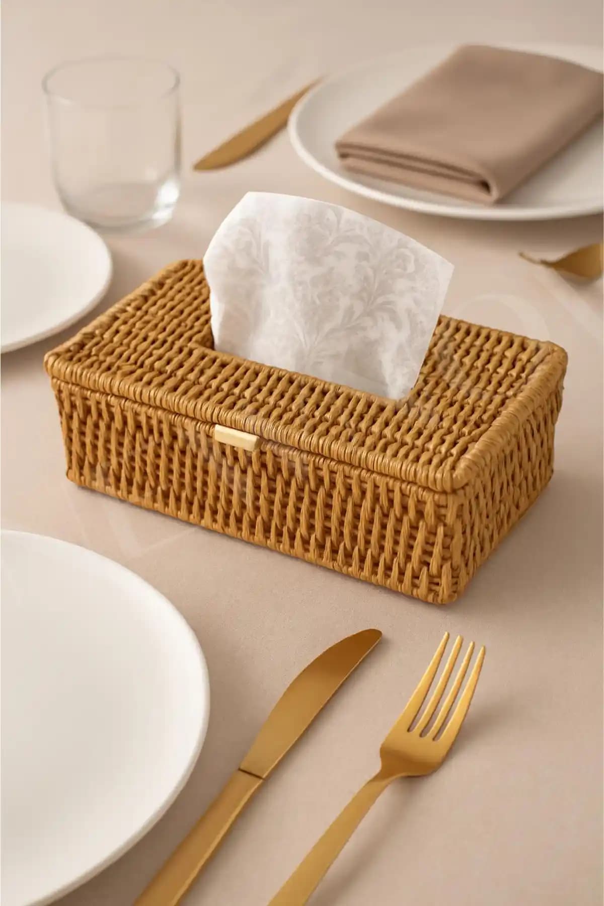 NEWNOW Örme Peçetelik: Şık ve Çok Yönlü Masa Düzenleyici Doğal Hasır Malzeme ile