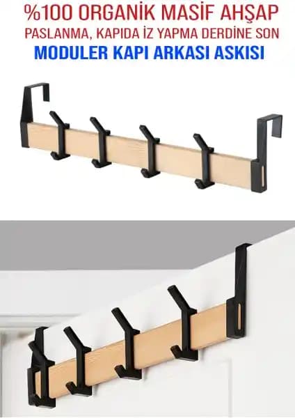 Nwood Masif Ahşap Kapı Arkası Askısı - Dayanıklı ve Şık Tasarım