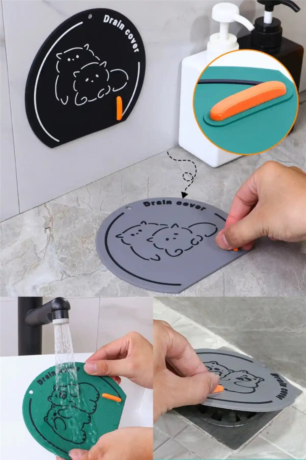 Omilife Gri Renk 3 Adet Silikon Gider Tıkacı Seti Hijyen ve Koku Kontrolü İçin Uygun