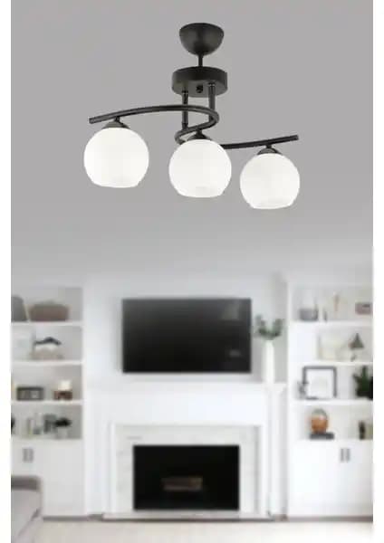 Ömür Hestia Modern 3'lü Camlı Avize: Şık ve Dayanıklı Modern Salon Aydınlatması