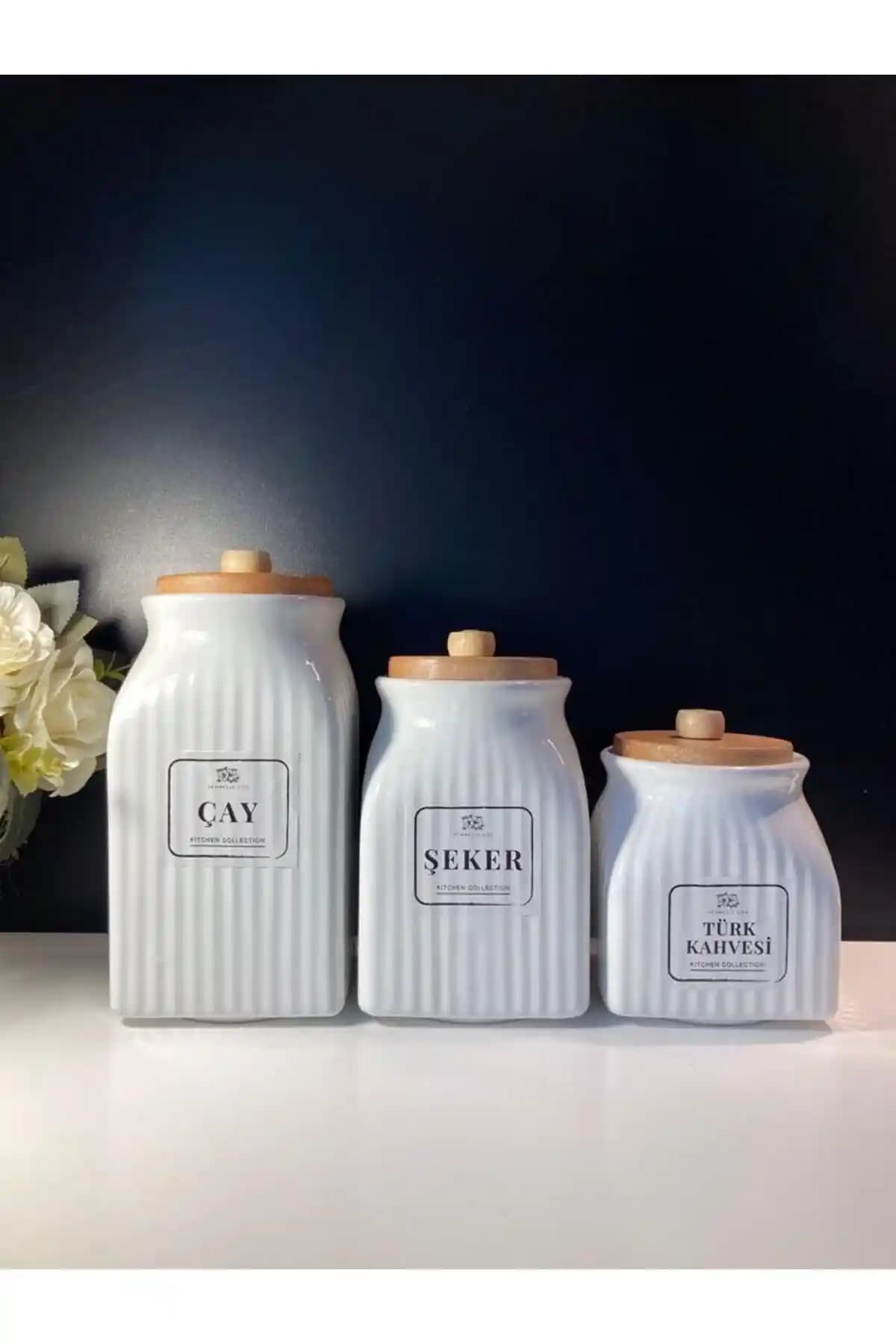 Pembelia Life 3 Boy Bambu Vakumlu Porselen Kavanoz Seti ile Mutfakta Şıklık ve Pratiklik