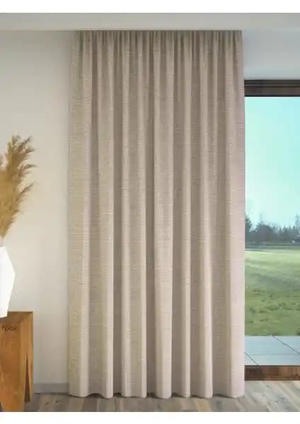 Perle Taş Rengi Keten Dokulu Fon Perde Modern ve Şık Tasarımıyla Ev Dekorasyonunu Tamamlar