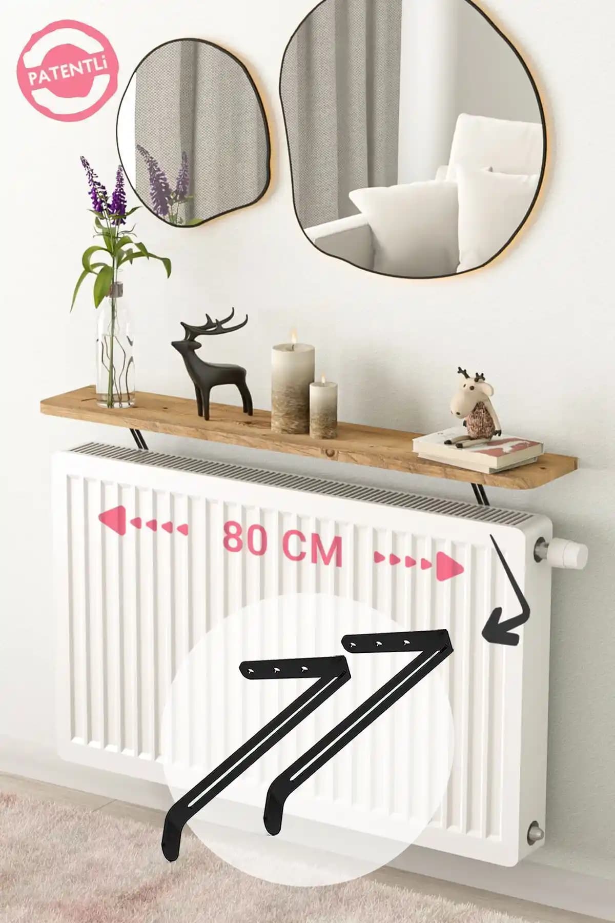 Petek Üstü Montajsız Raf: Modern ve Şık Dekorasyon Unsuru 80 cm uzunlukta