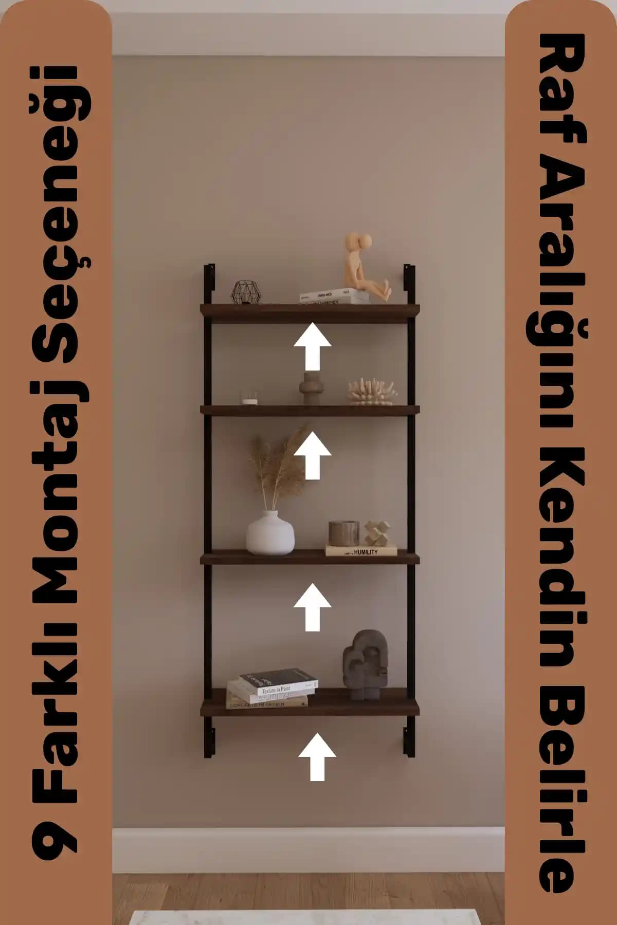 Phobia Modüler 4 Raflı Duvara Monte Kitaplık Modern ve Fonksiyonel Tasarım