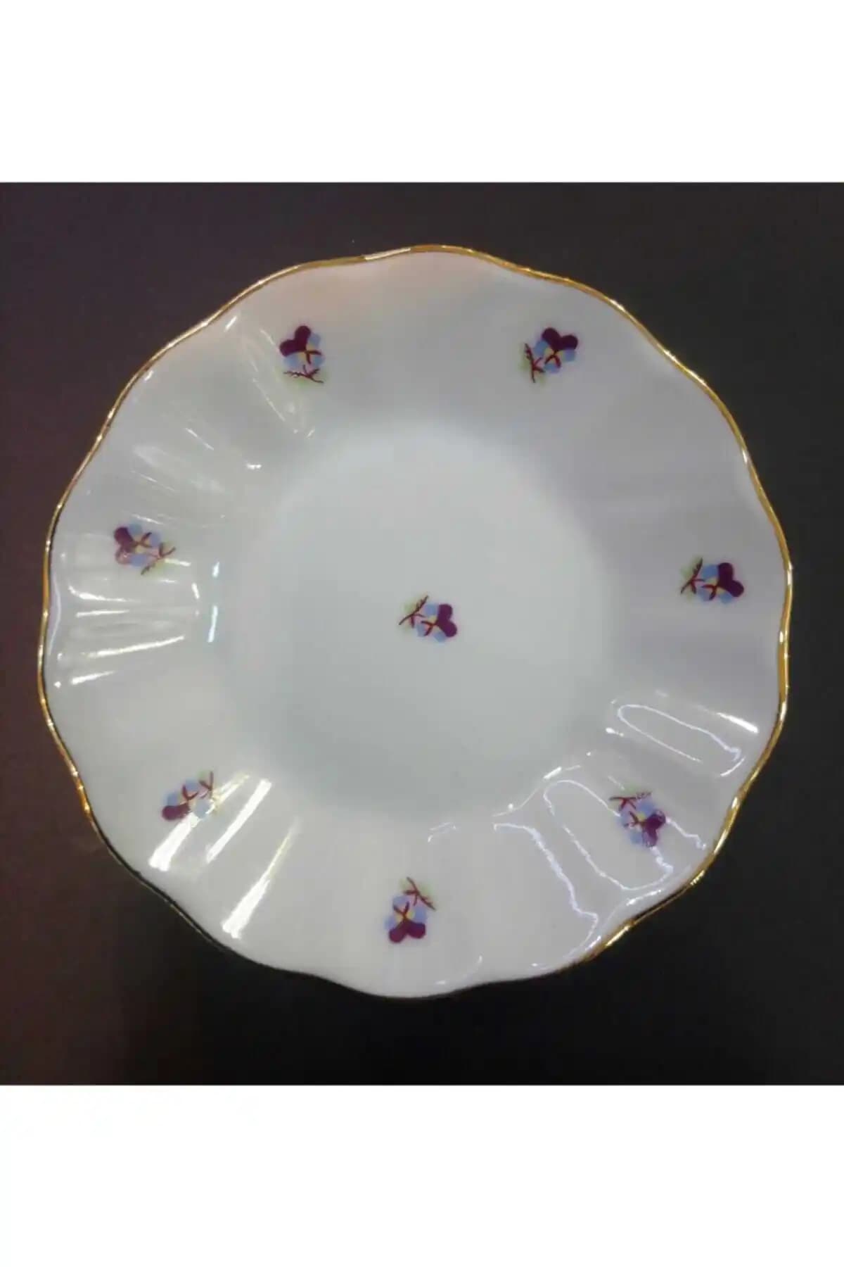 Porland Hercai Desenli 12'li Porselen Çay Tabağı Şık ve Dayanıklı Tasarım