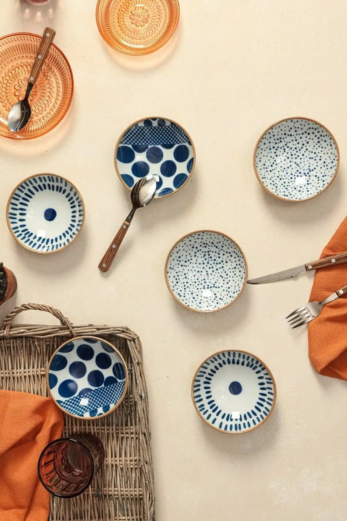 Porland Spotty 6'lı Karma Çerezlik Sosluk Kase Takımı Estetik ve Dayanıklı Tasarım