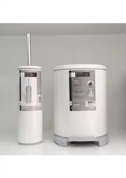 Primanova Cigo Beyaz Çöp Kovası ve Tuvalet Fırçası: Modern ve Dayanıklı Banyo Aksesuarları
