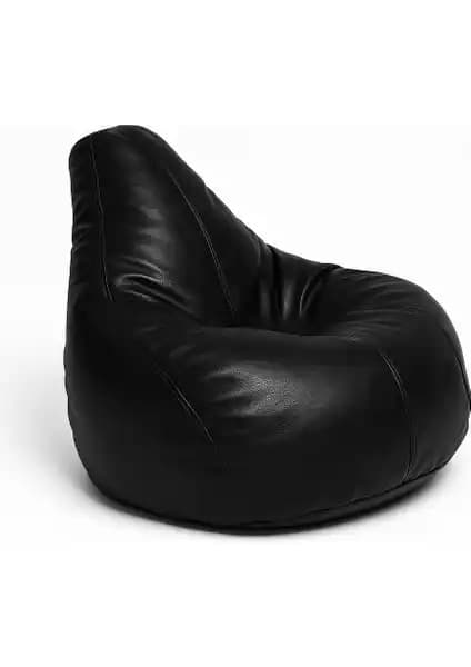 Pufumo Deri Armut Koltuk Siyah Modern ve Çok Yönlü Oturma Çözümü