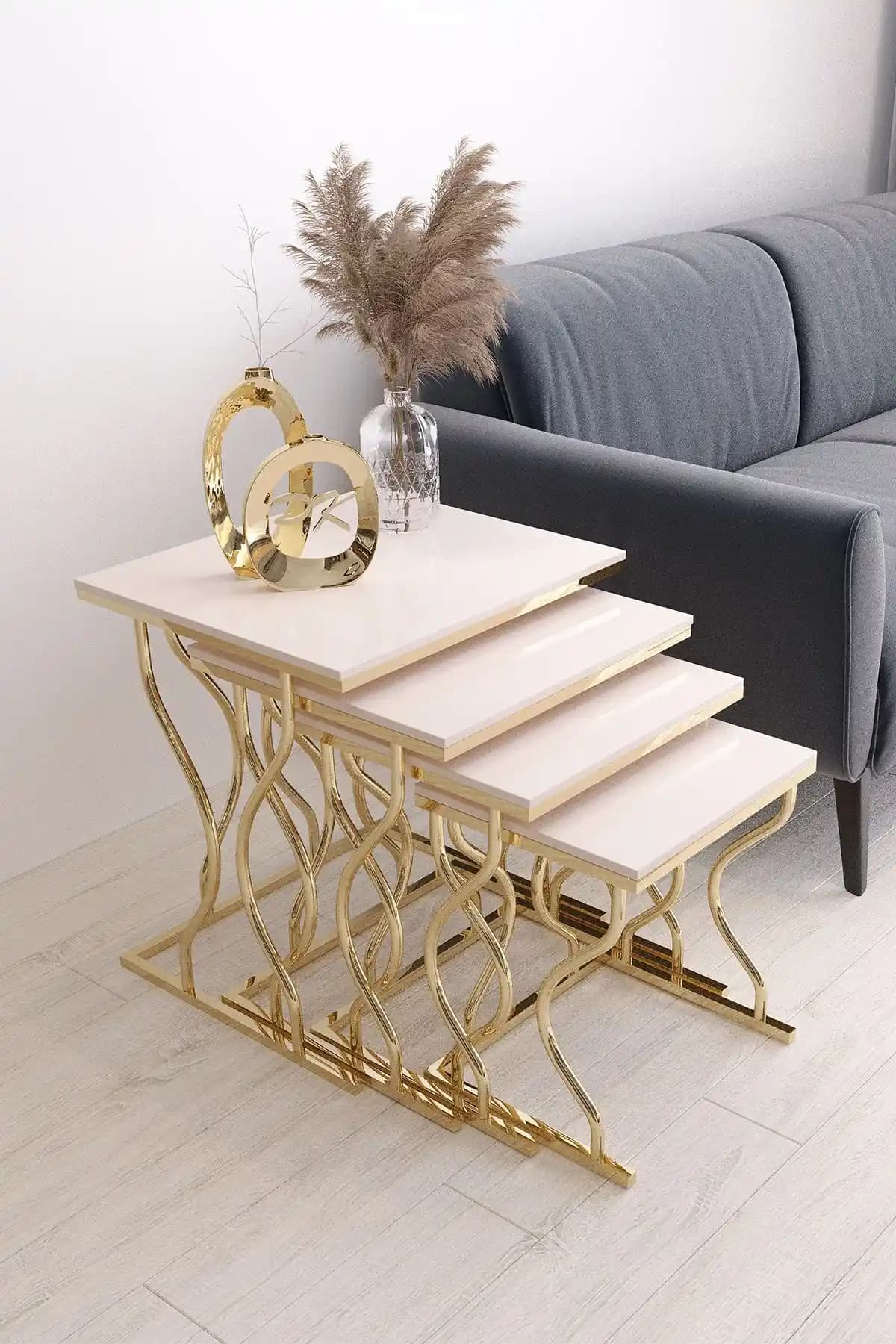 Puklife Hayal 4'lü Kare Zigon Sehpa Seti Modern Tasarım ve Dayanıklılık Sunar