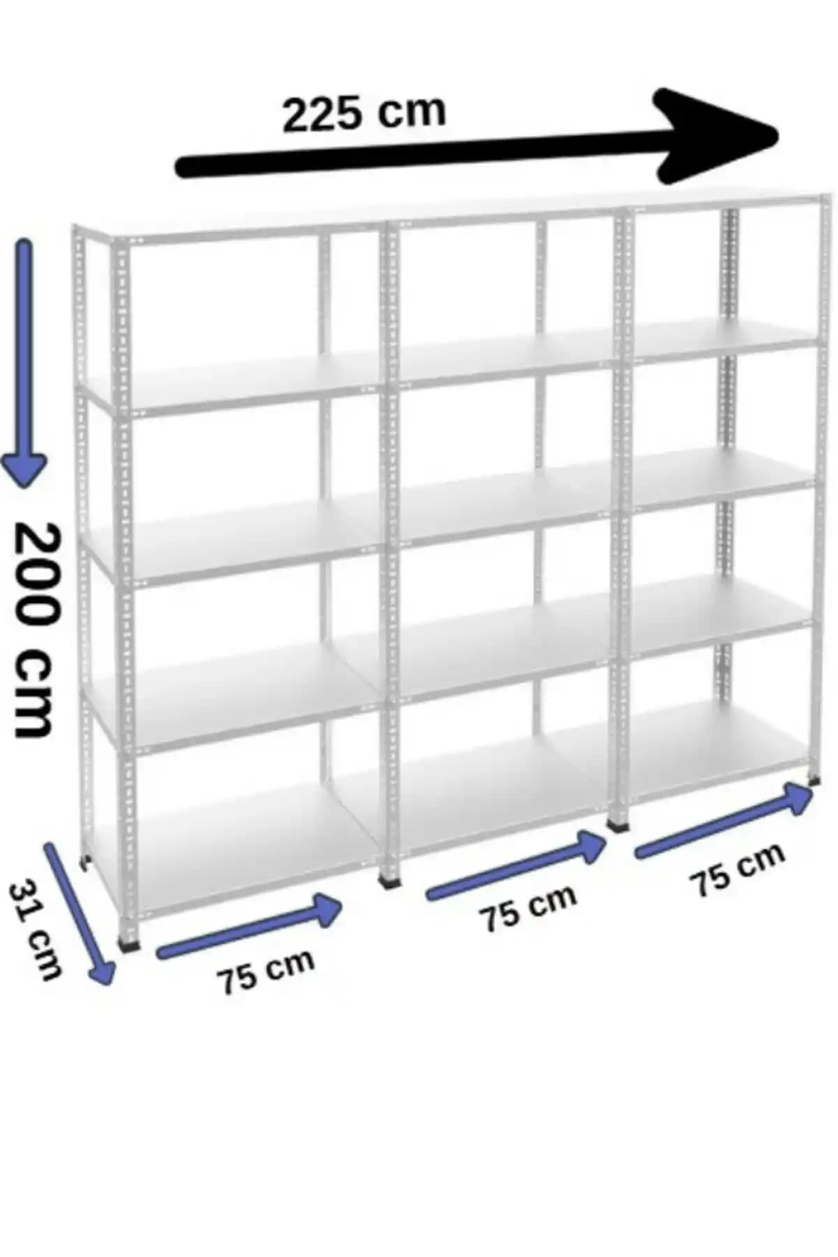 RafBurada 5 Katlı Galvaniz Çelik Bitişik Raf: Dayanıklı ve Çok Amaçlı Depolama Çözümü