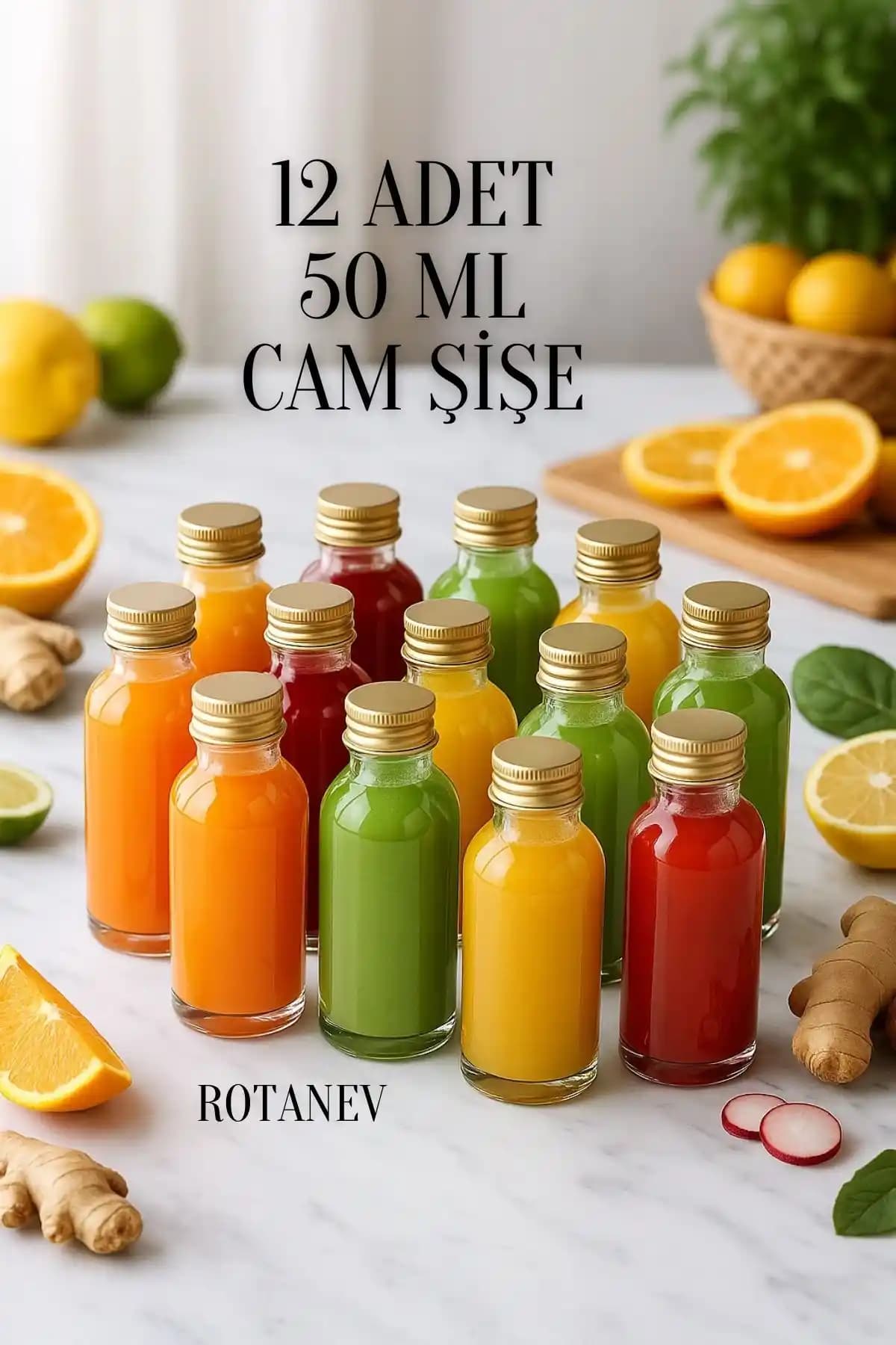 Rotanev 12'li Şeffaf Cam Shot Şişesi Seti Estetik ve Kullanışlı Tasarım