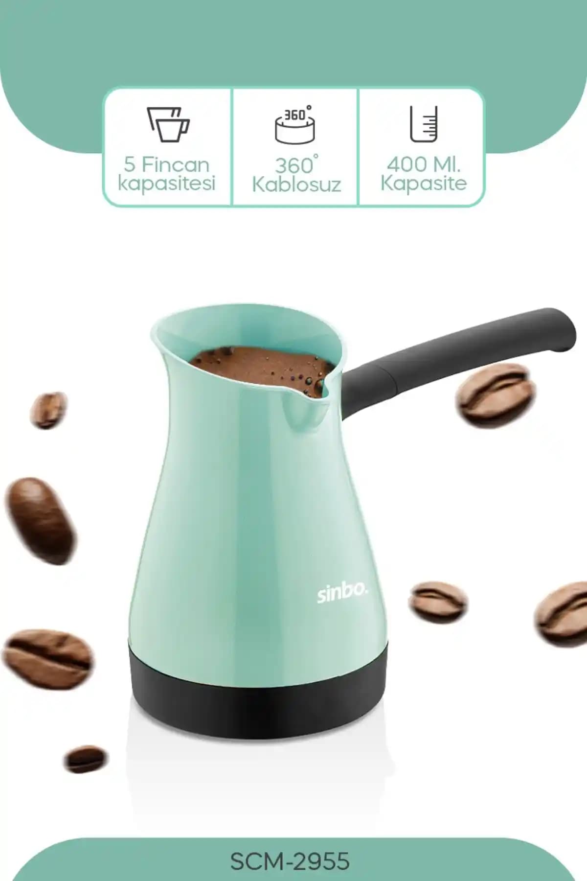 Sinbo SCM-2955 Elektrikli Cezve: Dayanıklı Malzeme ve Yüksek Performanslı Kahve Cezvesi