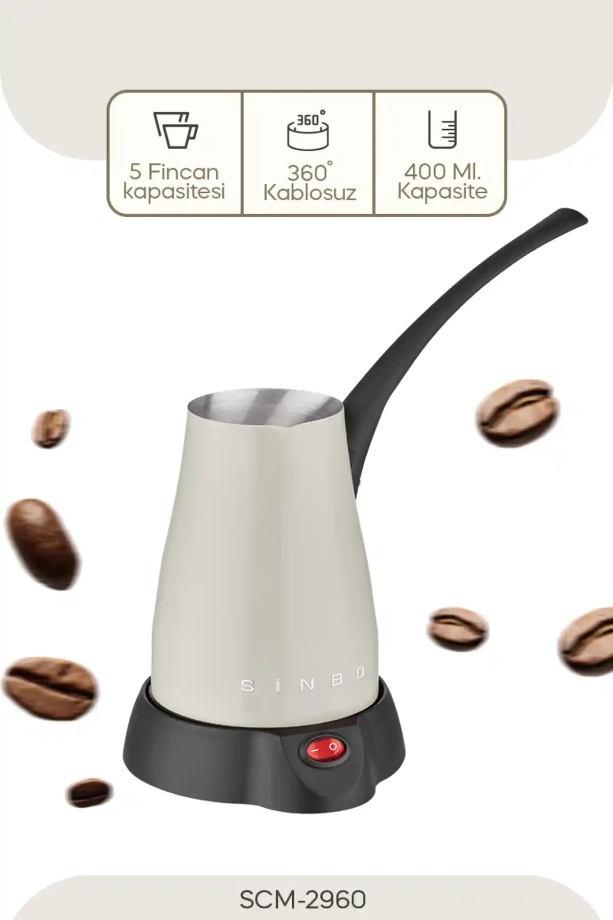 Sinbo SCM-2960 Kablosuz Inox Elektrikli Cezve Modern Tasarım ve Üstün Fonksiyonellik