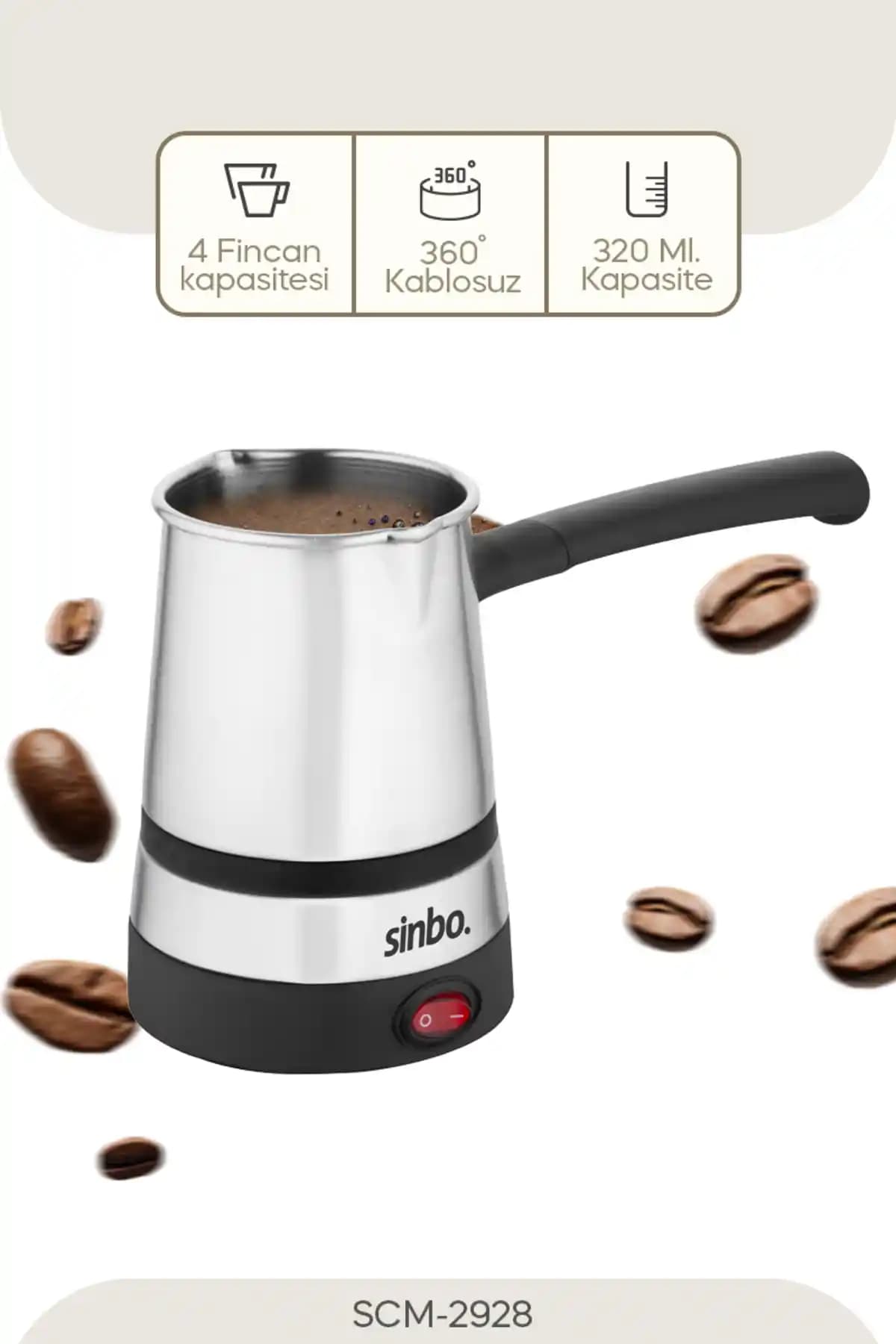 Sinbo SCM-2970 Kablolu Inox Elektrikli Cezve Modern Tasarım ve Pratik Kullanım