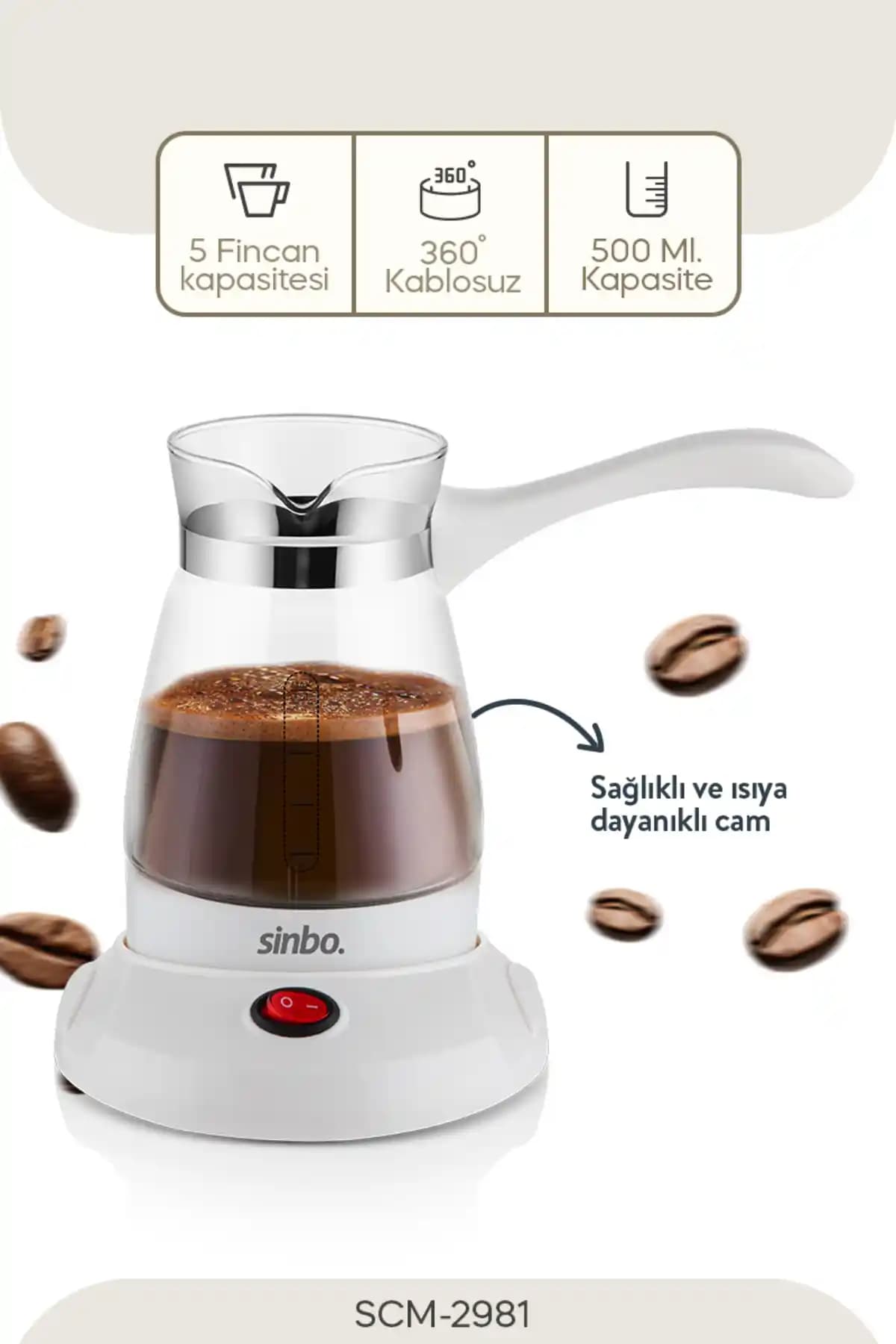 Sinbo SCM-2981 Elektrikli Cam Cezve: Estetik ve Pratik Kullanım İçin Uygun Model