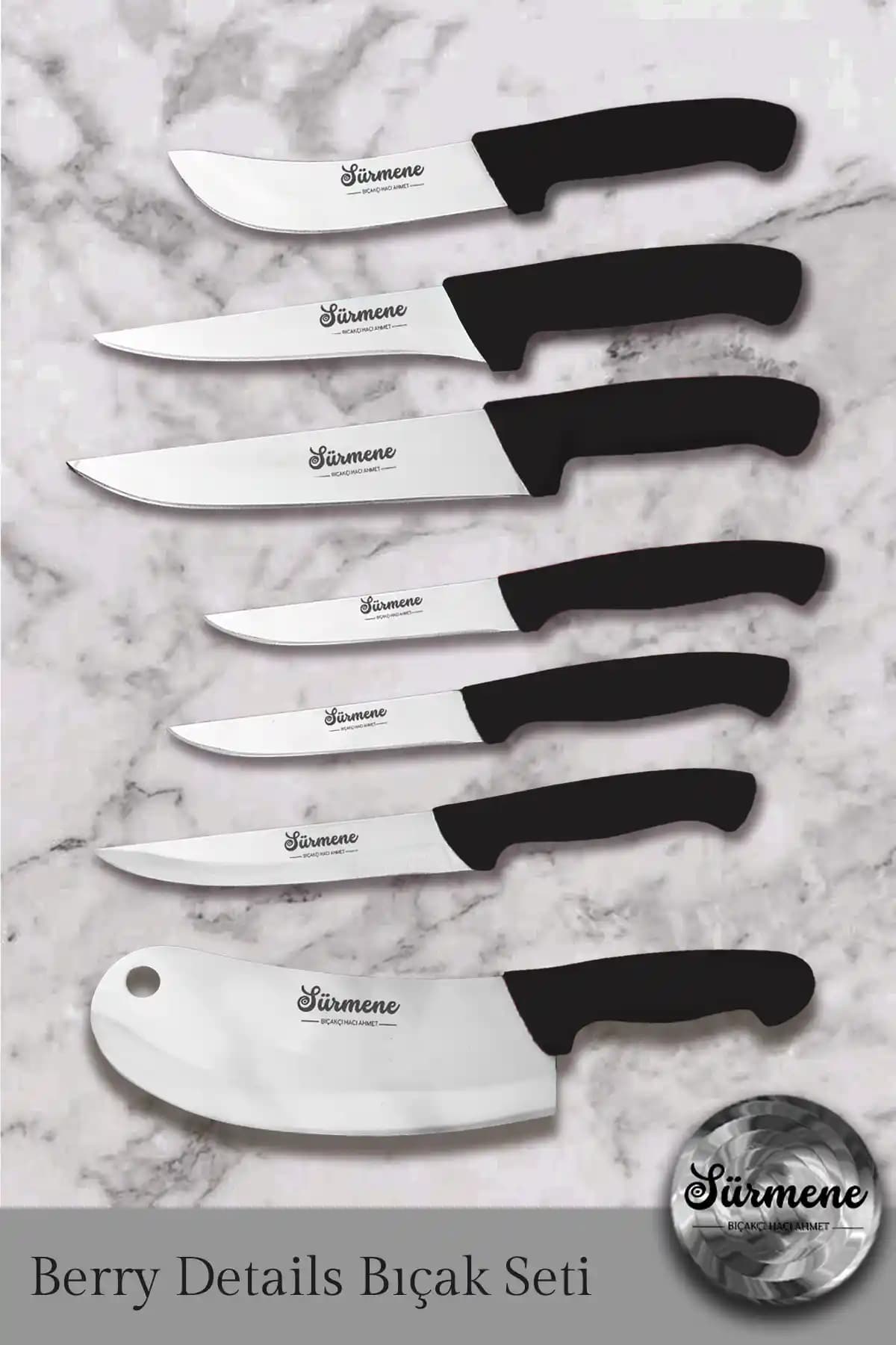 Sürmene Hacı Ahmet Berry Geleneksel ve Dayanıklı Bıçak Seti - Mutfak ve Profesyonel Kullanım İçin