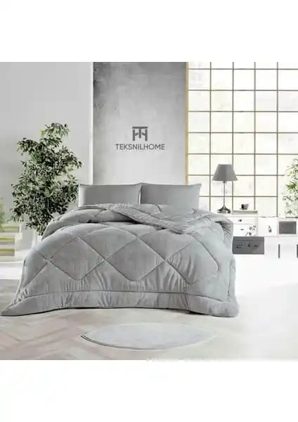 Teksnil Home Gri Welsoft Çift Taraflı Yorgan 155x215 cm Konfor ve Şıklık