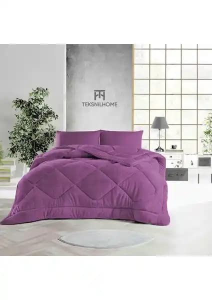 Teksnil Home Mürdüm Renkli Çift Kişilik Welsoft Yorgan 195x215 cm Konfor ve Estetik