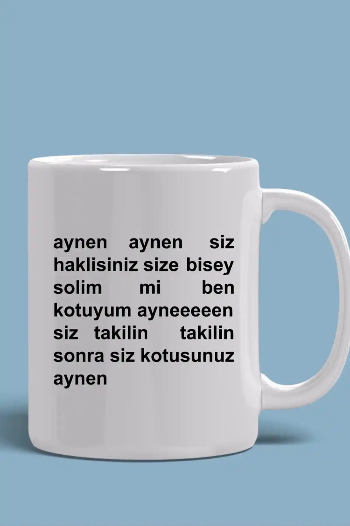 Thekam Ben Kötüyüm Aynen Baskılı Porselen Kupa Bardak Günlük ve Özel Kullanım İçin