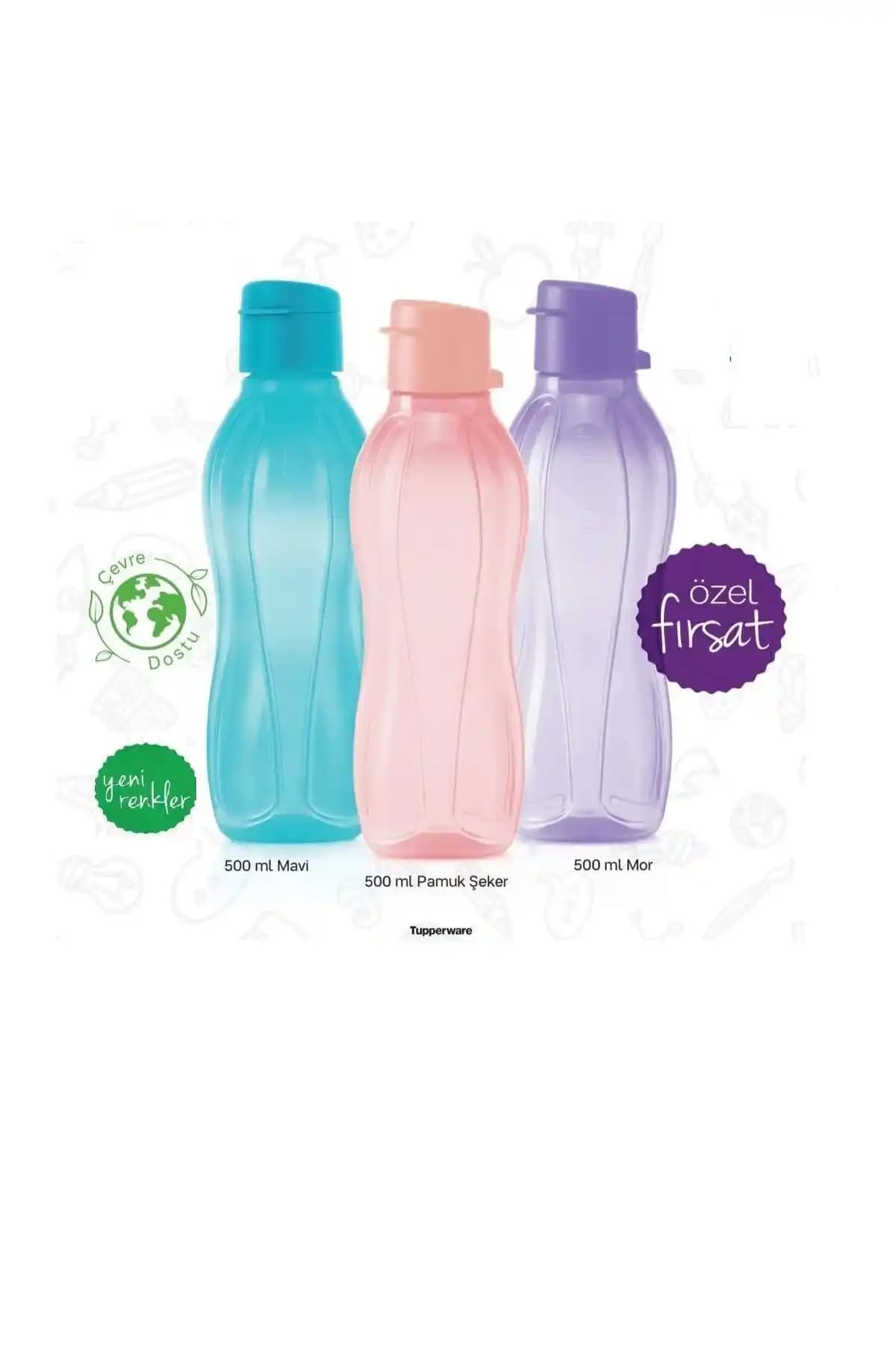 Tupperware Eco Şişe Suluk 500 ml 3'lü Set Sağlıklı ve Pratik İçme Çözümü