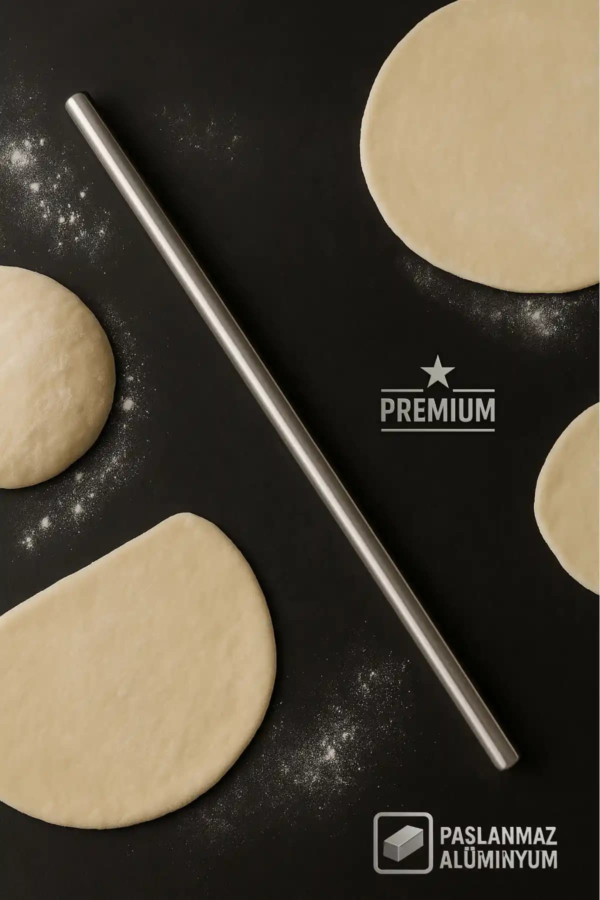 Ülgenev Alüminyum Paslanmaz Metal Masterchef 90 Cm Hamur ve Yufka Açıcı Oklava