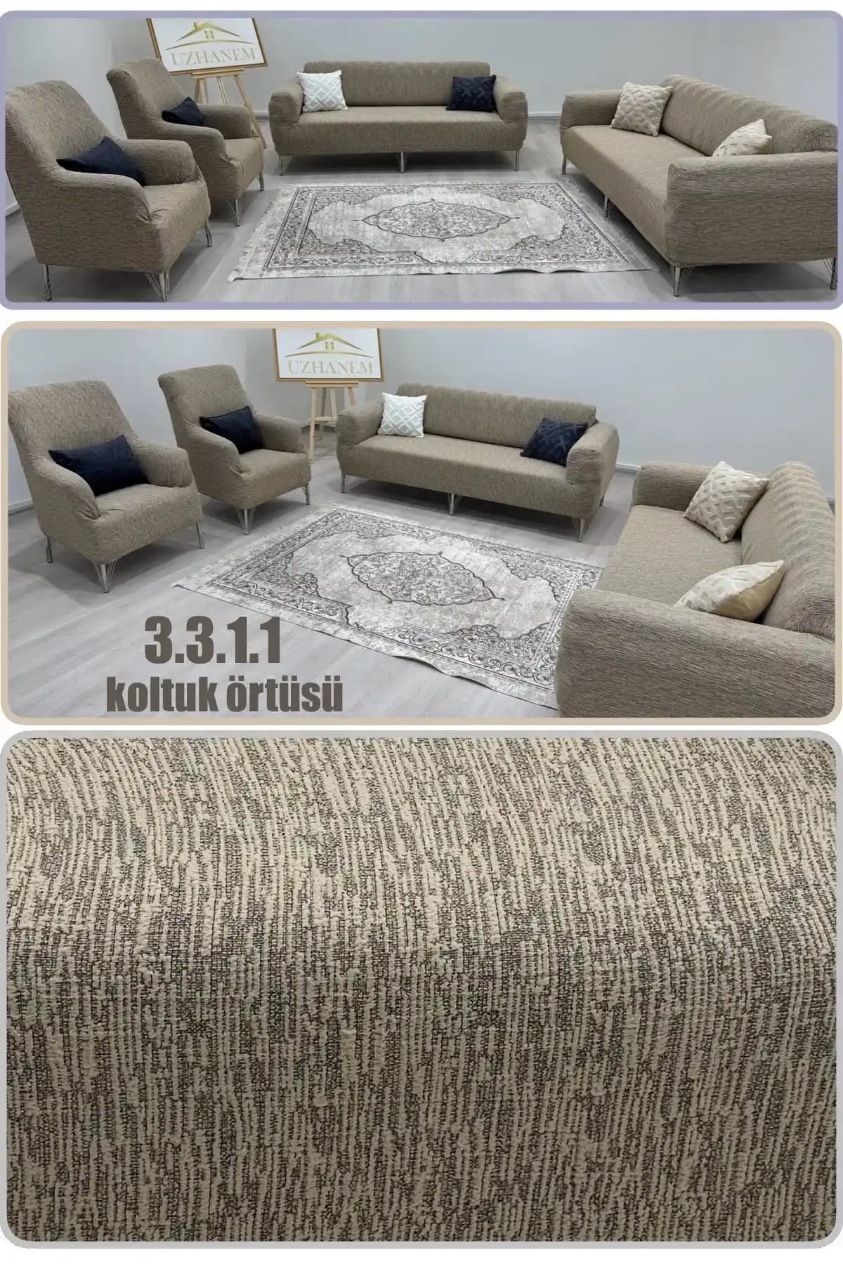Uzhanem'in Jakarlı Koltuk Örtüsü Takımı Modern ve Klasik Tarzlara Uygun Şık Tasarım