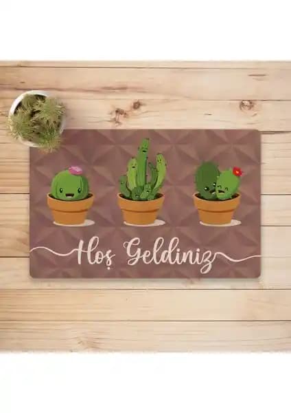 Vagonik Hoş Geldiniz Desenli Dijital Baskılı Kapı Paspası 40x70 cm Dekoratif ve Kaymaz