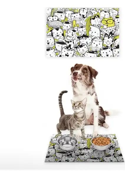 Vagonik Water Food Dijital Baskılı Dekoratif Paspas Ev ve Dış Mekan Kullanımı İçin