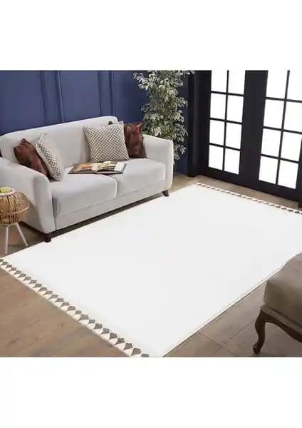 Valery Home Comfort Puffy Peluş Halı Beyaz Modern ve Dayanıklı Zemin Kaplaması