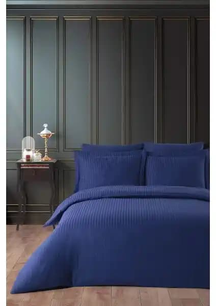 Varol Lastikli Pamuk Çizgili Çift Kişilik Nevresim Takımı - Şık ve Konforlu Yatak Seti