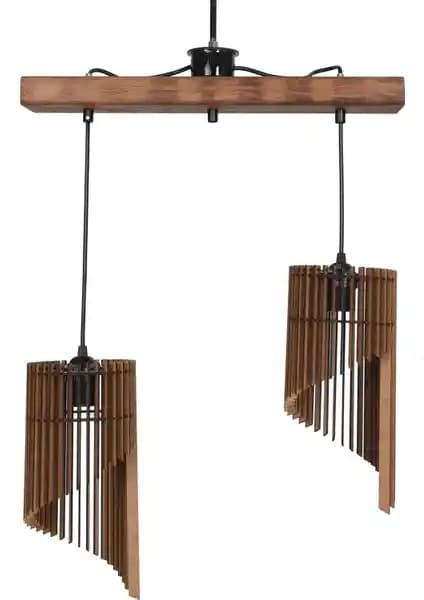 Vedemo 2'li Sarkıt Fulya Rustik Ahşap Avize: Modern ve Rustik Tarzın Şık Buluşması