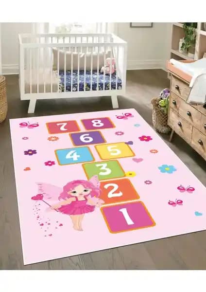 Vivica Dijital Baskı Çocuk Odası Halısı Kaymaz Taban ve Makinede Yıkanabilir Özelliklerle