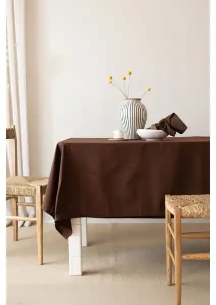 Wellstil Premium Keten Koyu Kahverengi Masa Örtüsü: Estetik ve Dayanıklılığı Bir Arada Sunar