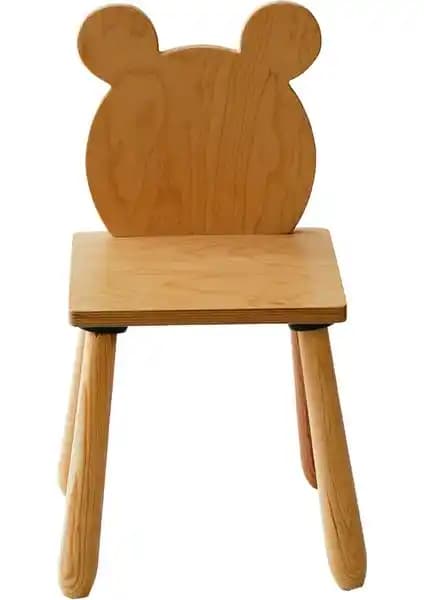 Wood & Joy Doğal Ahşap Çocuk Sandalye Ayı Güvenli ve Sevimli Tasarım Özellikleri