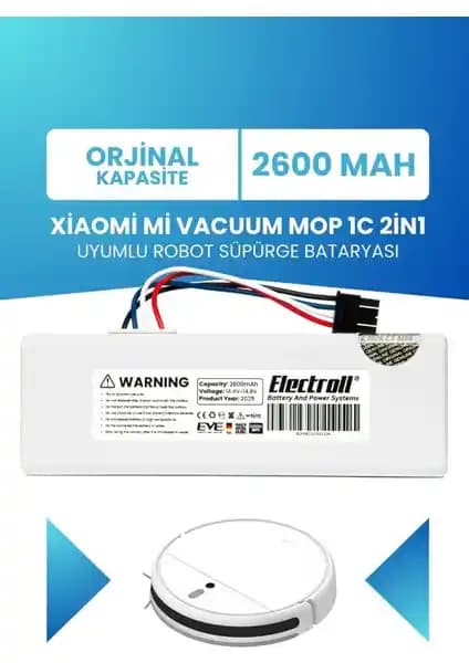 Xiaomi Mi Vacuum Mop 1C 2in1 Uyumlu 2600mAh Orijinal Batarya Performans ve Dayanıklılık İçin