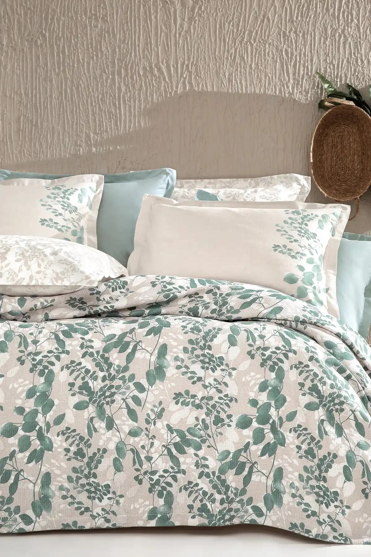 Yataş Lidia Adaçayı Tek Kişilik Pike Takımı Doğal Pamuk ve Modern Tasarım