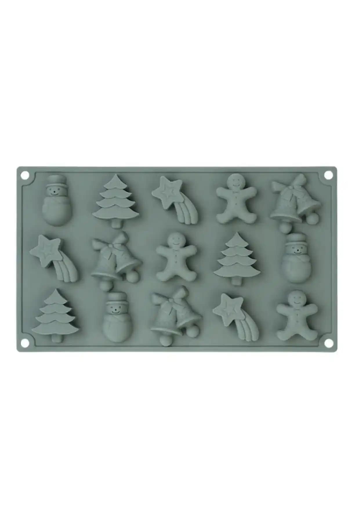 Yılbaşı Temalı Silikon Kalıp: Kek, Çikolata, Mum ve Sabun Yapımında Kullanım İçin Güvenli ve Dayanıklı