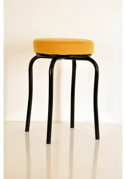 Yılmaz Masacılık Tasarımı Modern Metal ve Kumaş Oturma Taburesi Seti