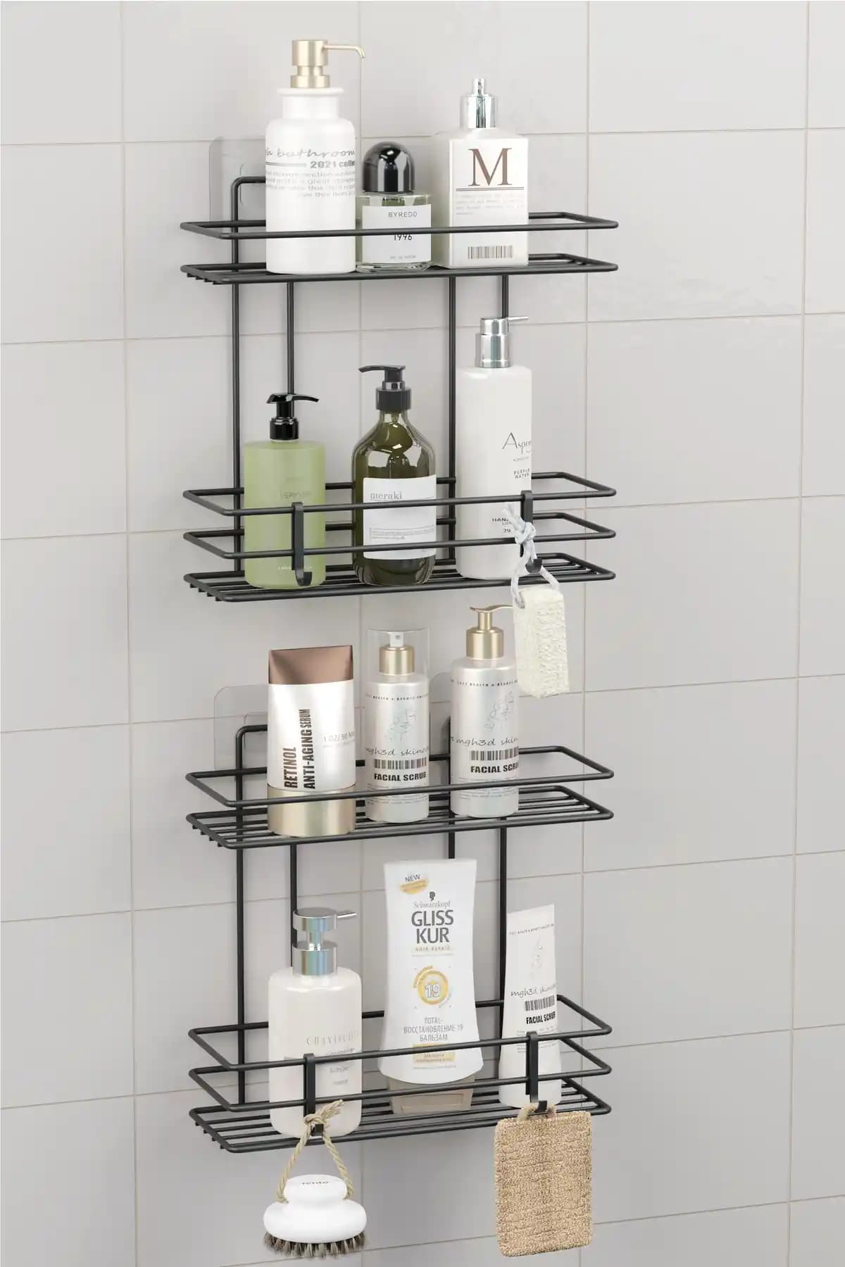 Zabata Paslanmaz Yapışkanlı 4 Katlı Banyo Rafı Modern ve Dayanıklı Duvar Düzenleyici