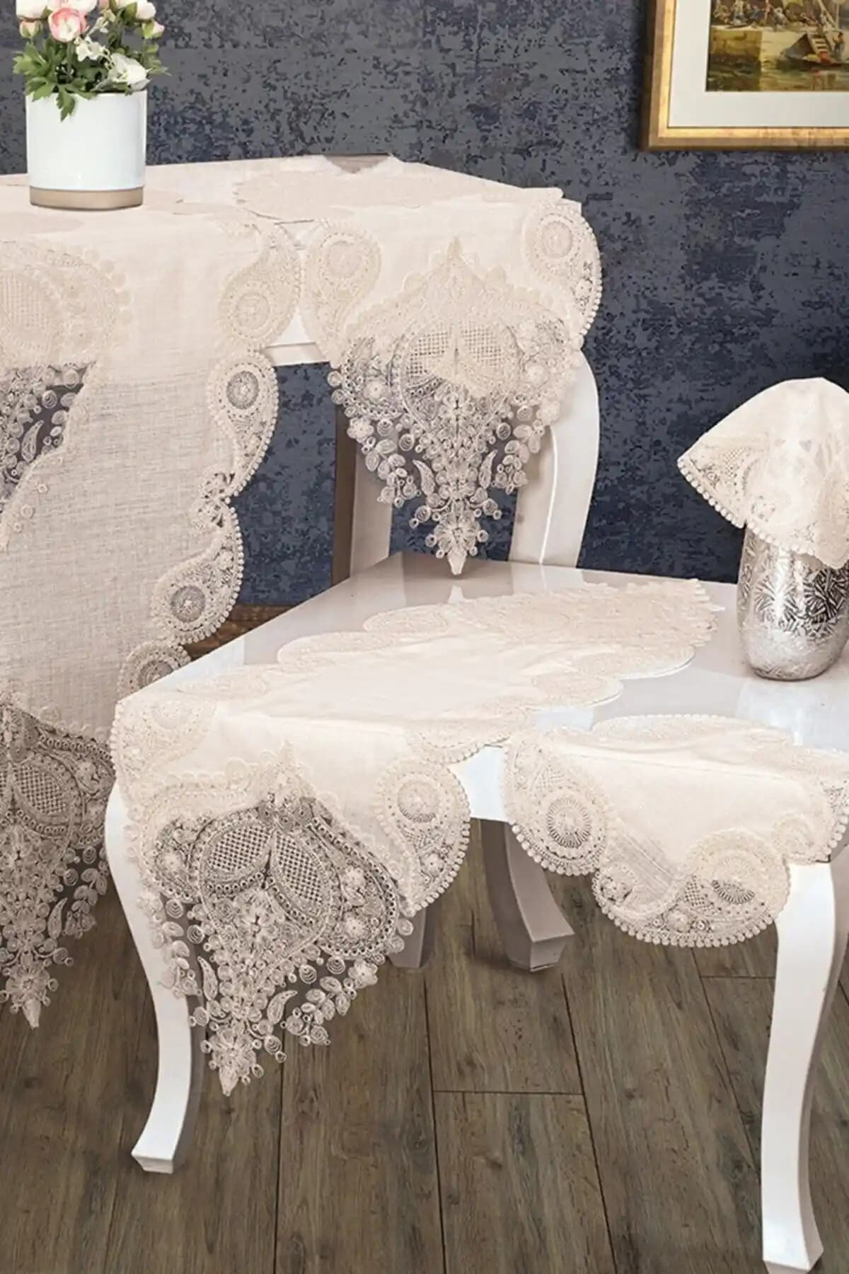 Zambak Kadife Salon Takımı Krem 5 Parça Şık ve Dayanıklı Dekorasyon Çözümü