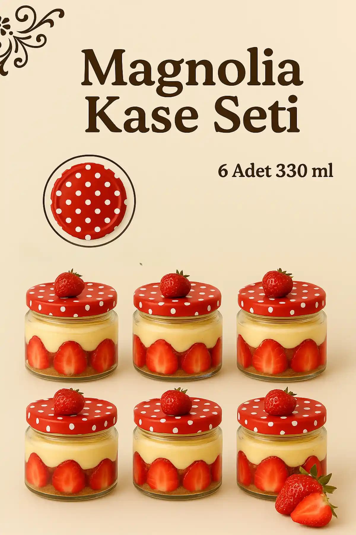 ZenGlow 6'lı Magnolya Cam Tatlı Kase Seti Şık ve Dayanıklı Tasarımıyla Servis Kolaylığı