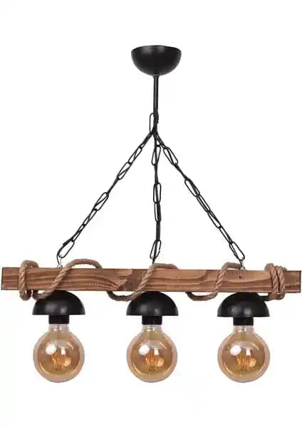 Zesa Ahşap Avize 3'lü Modern ve Rustik Tasarımıyla Şık İç Mekan Aydınlatması