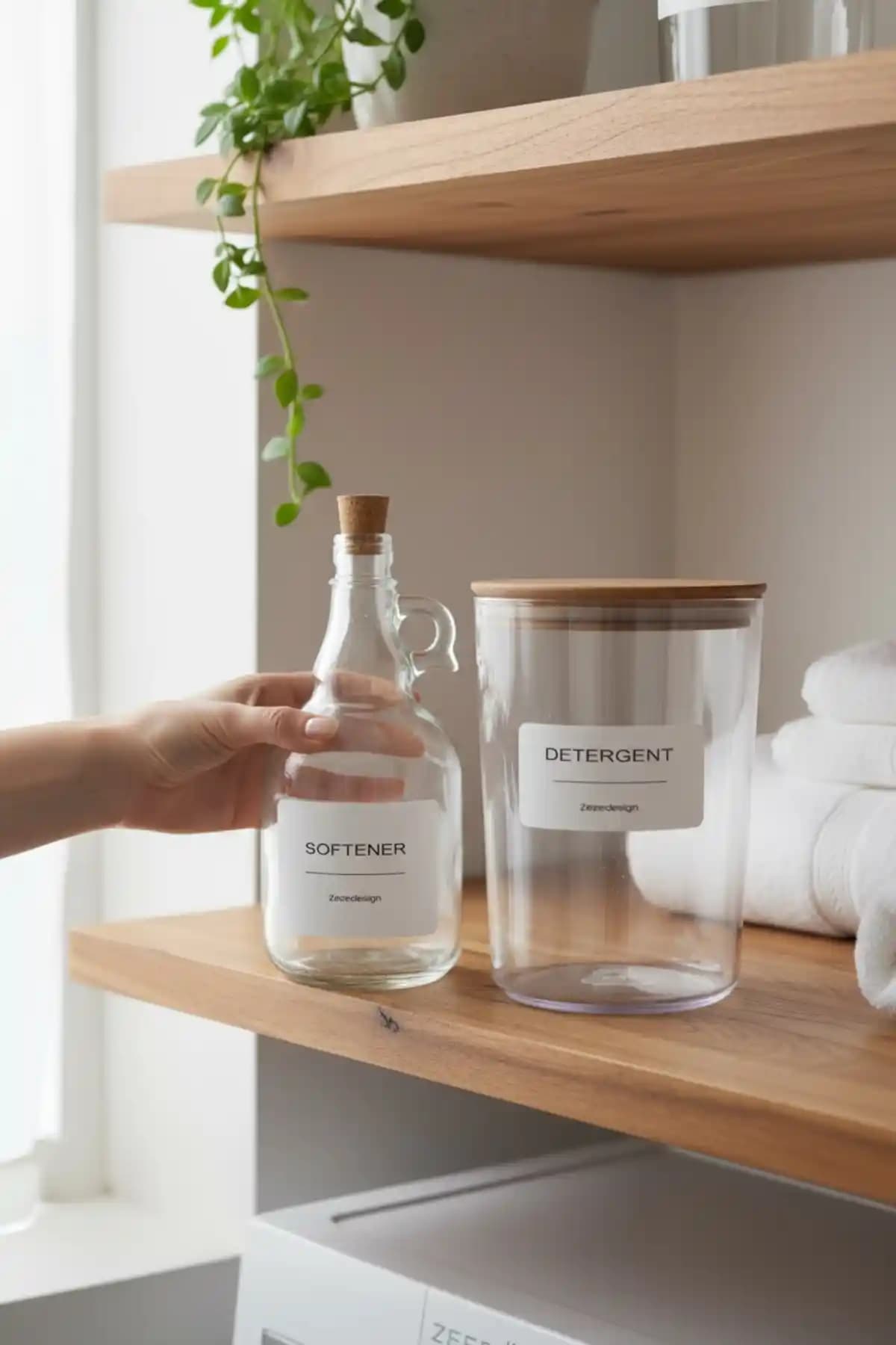 Zezedesing Ahşap Kapaklı Toz Deterjan Kavanozu ve Yu<muş>atıcı Şişesi Seti İncelenmesi